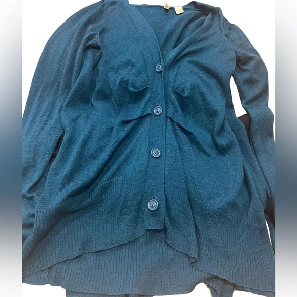 Moth v-neck tencel and wool blend full button front cardigan, size XS - Picture 1 of 6